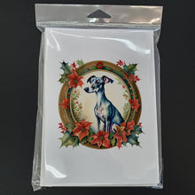Load image into Gallery viewer, Italian Greyhound Christmas Flowers Greeting Cards - Blank Note Cards – 8-Pack of Artist-Designed Cards with Envelopes
