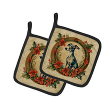 Load image into Gallery viewer, Italian Greyhound Christmas Flowers Pot Holders - Set of 2 Decorative Kitchen Helpers | Made in the USA