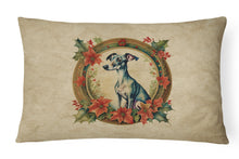 Load image into Gallery viewer, Italian Greyhound Christmas Flowers Throw Pillow