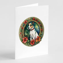 Load image into Gallery viewer, Jack Russell Terrier Christmas Flowers Greeting Cards - Blank Note Cards – 8-Pack of Artist-Designed Cards with Envelopes