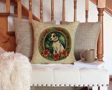 Load image into Gallery viewer, Jack Russell Terrier Christmas Flowers Throw Pillow - 14x14 Decorative Pillow – Art for Your Home &amp; Patio