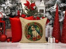 Load image into Gallery viewer, Jack Russell Terrier Christmas Flowers Throw Pillow