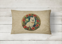 Load image into Gallery viewer, Japanese Spitz Christmas Flowers Throw Pillow