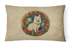 Load image into Gallery viewer, Japanese Spitz Christmas Flowers Throw Pillow