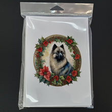 Load image into Gallery viewer, Keeshond Christmas Flowers Greeting Cards - Blank Note Cards – 8-Pack of Artist-Designed Cards with Envelopes