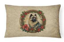 Load image into Gallery viewer, Keeshond Christmas Flowers Throw Pillow