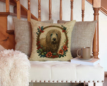 Load image into Gallery viewer, Komondor Christmas Flowers Throw Pillow - 14x14 Decorative Pillow – Art for Your Home &amp; Patio