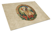 Load image into Gallery viewer, Kuvasz Christmas Flowers Glass Cutting Boards – Durable, Decorative Kitchen Art