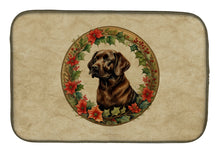 Load image into Gallery viewer, Labrador Retriever Christmas Flowers Dish Drying Mat