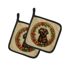 Load image into Gallery viewer, Labrador Retriever Christmas Flowers Pot Holders - Set of 2 Decorative Kitchen Helpers | Made in the USA