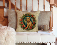 Load image into Gallery viewer, Lakeland Terrier Christmas Flowers Throw Pillow - 14x14 Decorative Pillow – Art for Your Home &amp; Patio