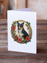 Load image into Gallery viewer, Lancashire Heeler Christmas Flowers Greeting Cards - Blank Note Cards – 8-Pack of Artist-Designed Cards with Envelopes