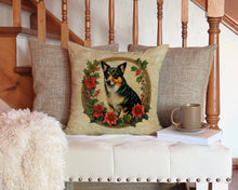 Load image into Gallery viewer, Lancashire Heeler Christmas Flowers Throw Pillow - 14x14 Decorative Pillow – Art for Your Home &amp; Patio