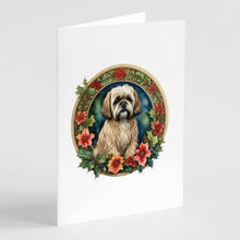 Load image into Gallery viewer, Lhasa Apso Christmas Flowers Greeting Cards - Blank Note Cards – 8-Pack of Artist-Designed Cards with Envelopes