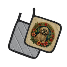 Load image into Gallery viewer, Lhasa Apso Christmas Flowers Pot Holders - Set of 2 Decorative Kitchen Helpers | Made in the USA