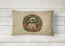Load image into Gallery viewer, Lhasa Apso Christmas Flowers Throw Pillow