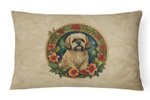 Load image into Gallery viewer, Lhasa Apso Christmas Flowers Throw Pillow