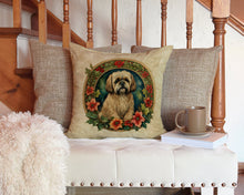 Load image into Gallery viewer, Lhasa Apso Christmas Flowers Throw Pillow - 14x14 Decorative Pillow – Art for Your Home &amp; Patio
