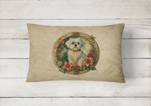 Load image into Gallery viewer, Maltese Christmas Flowers Throw Pillow