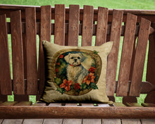 Load image into Gallery viewer, Maltese Christmas Flowers Throw Pillow - 14x14 Decorative Pillow – Art for Your Home &amp; Patio