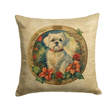 Load image into Gallery viewer, Maltese Christmas Flowers Throw Pillow - 14x14 Decorative Pillow – Art for Your Home &amp; Patio