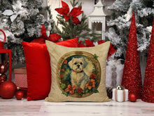 Load image into Gallery viewer, Maltese Christmas Flowers Throw Pillow