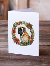 Load image into Gallery viewer, Mastiff Christmas Flowers Greeting Cards - Blank Note Cards – 8-Pack of Artist-Designed Cards with Envelopes