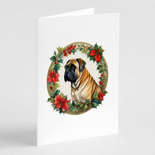 Load image into Gallery viewer, Mastiff Christmas Flowers Greeting Cards - Blank Note Cards – 8-Pack of Artist-Designed Cards with Envelopes