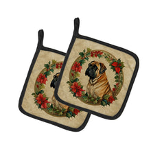 Load image into Gallery viewer, Mastiff Christmas Flowers Pot Holders - Set of 2 Decorative Kitchen Helpers | Made in the USA