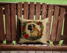 Load image into Gallery viewer, Mastiff Christmas Flowers Throw Pillow - 14x14 Decorative Pillow – Art for Your Home &amp; Patio