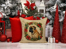 Load image into Gallery viewer, Mastiff Christmas Flowers Throw Pillow