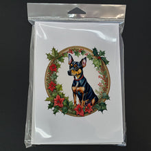 Load image into Gallery viewer, Miniature Pinscher Christmas Flowers Greeting Cards - Blank Note Cards – 8-Pack of Artist-Designed Cards with Envelopes