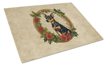 Load image into Gallery viewer, Miniature Pinscher Christmas Flowers Glass Cutting Boards – Durable, Decorative Kitchen Art