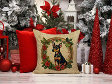 Load image into Gallery viewer, Miniature Pinscher Christmas Flowers Throw Pillow