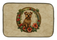 Load image into Gallery viewer, Norfolk Terrier Christmas Flowers Dish Drying Mat