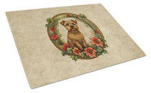 Load image into Gallery viewer, Norfolk Terrier Christmas Flowers Glass Cutting Boards – Durable, Decorative Kitchen Art