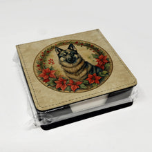 Load image into Gallery viewer, Norwegian Elkhound Christmas Flowers PU Leather Note Paper Holder