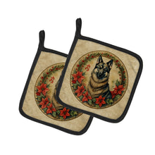 Load image into Gallery viewer, Norwegian Elkhound Christmas Flowers Pot Holders - Set of 2 Decorative Kitchen Helpers | Made in the USA
