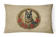 Load image into Gallery viewer, Norwegian Elkhound Christmas Flowers Throw Pillow