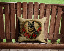 Load image into Gallery viewer, Norwegian Elkhound Christmas Flowers Throw Pillow - 14x14 Decorative Pillow – Art for Your Home &amp; Patio