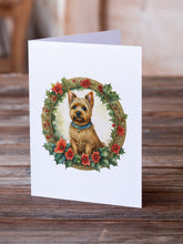 Load image into Gallery viewer, Norwich Terrier Christmas Flowers Greeting Cards - Blank Note Cards – 8-Pack of Artist-Designed Cards with Envelopes
