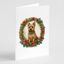 Load image into Gallery viewer, Norwich Terrier Christmas Flowers Greeting Cards - Blank Note Cards – 8-Pack of Artist-Designed Cards with Envelopes