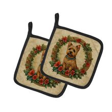Load image into Gallery viewer, Norwich Terrier Christmas Flowers Pot Holders - Set of 2 Decorative Kitchen Helpers | Made in the USA