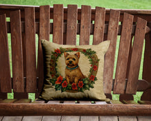 Load image into Gallery viewer, Norwich Terrier Christmas Flowers Throw Pillow - 14x14 Decorative Pillow – Art for Your Home &amp; Patio