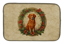 Load image into Gallery viewer, Nova Scotia Duck Tolling Retriever Christmas Flowers Dish Drying Mat