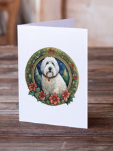 Load image into Gallery viewer, Old English Sheepdog Christmas Flowers Greeting Cards - Blank Note Cards – 8-Pack of Artist-Designed Cards with Envelopes