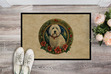 Load image into Gallery viewer, Old English Sheepdog Christmas Flowers Doormat-24x36 Indoor / Outdoor Rug | Made in USA