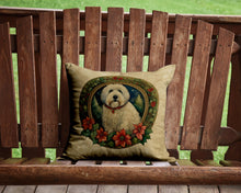 Load image into Gallery viewer, Old English Sheepdog Christmas Flowers Throw Pillow - 14x14 Decorative Pillow – Art for Your Home &amp; Patio