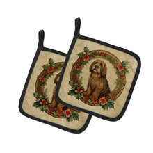 Load image into Gallery viewer, Otterhound Christmas Flowers Pot Holders - Set of 2 Decorative Kitchen Helpers | Made in the USA