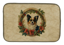 Load image into Gallery viewer, Papillon Christmas Flowers Dish Drying Mat